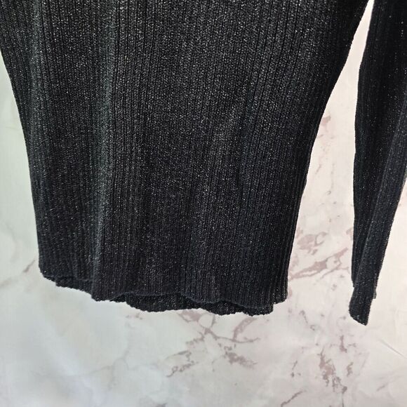 Adrianna Papell Cardigan Womens Small Black Sparkle Shimmer Metallic Tank Set - Picture 8 of 15